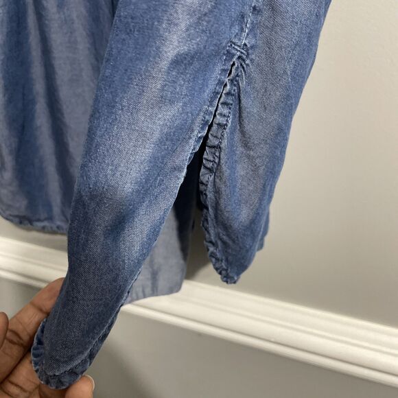 Time & True Women’s M Blue Chambray Long Sleeve Midi Dress Casual - Picture 13 of 16